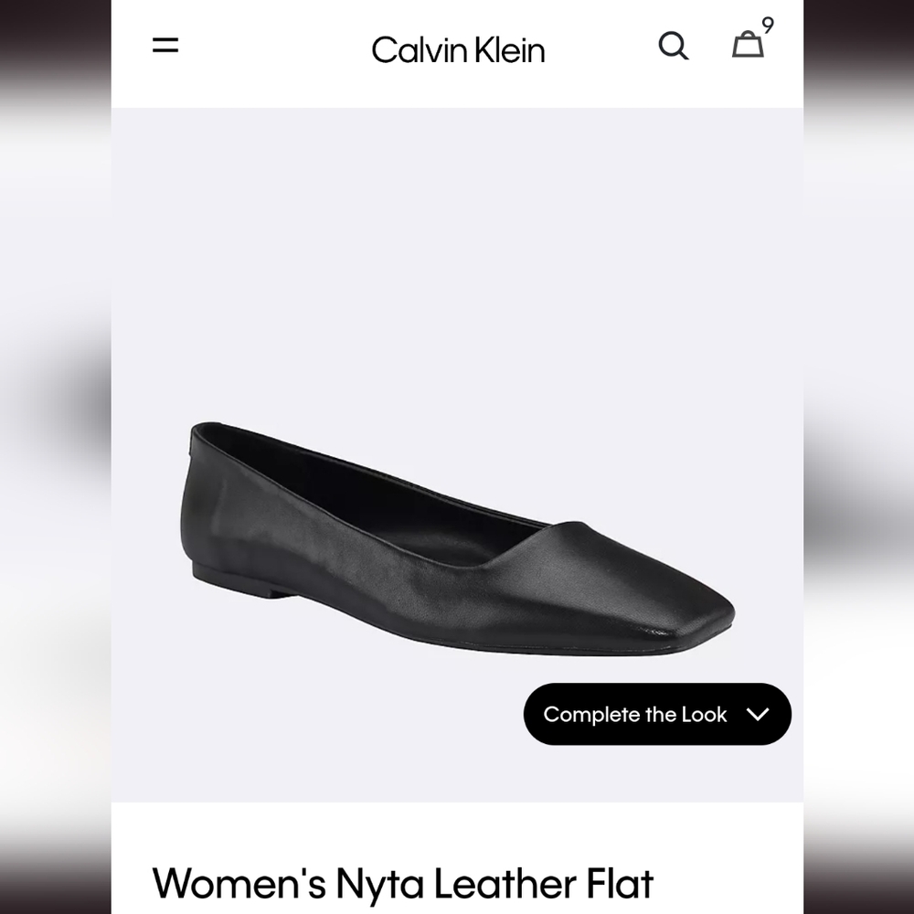 Calvin Klein square toe leather ballet flats